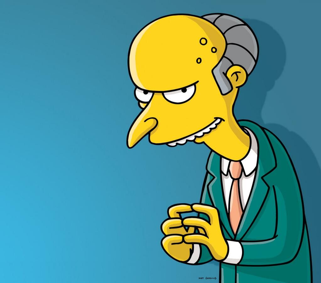 The Simpsons character Mr Burns looking sinister.